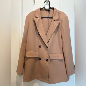 SHEIN Camel Double-Breasted Blazer Suit